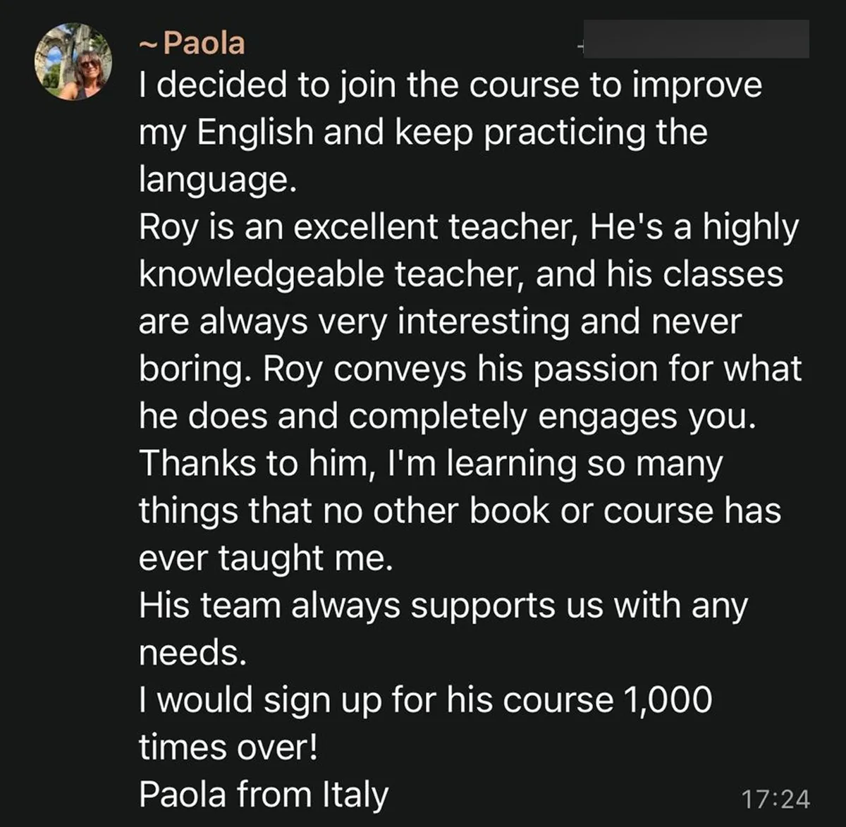 Real student message